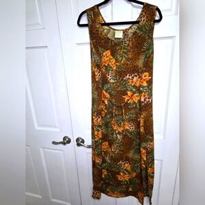 Style Studio Sleeveless Tropical Exotic Print Dress/Coverup- Size Lg